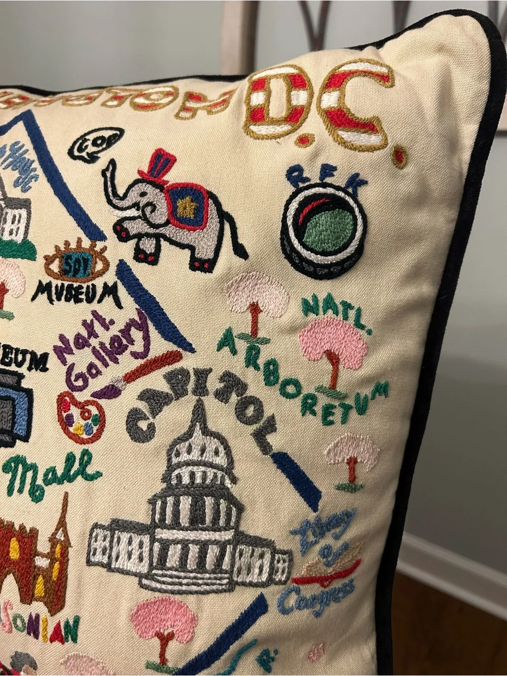 Cat Studio Hand Embroidered Washington D.C. Pillow